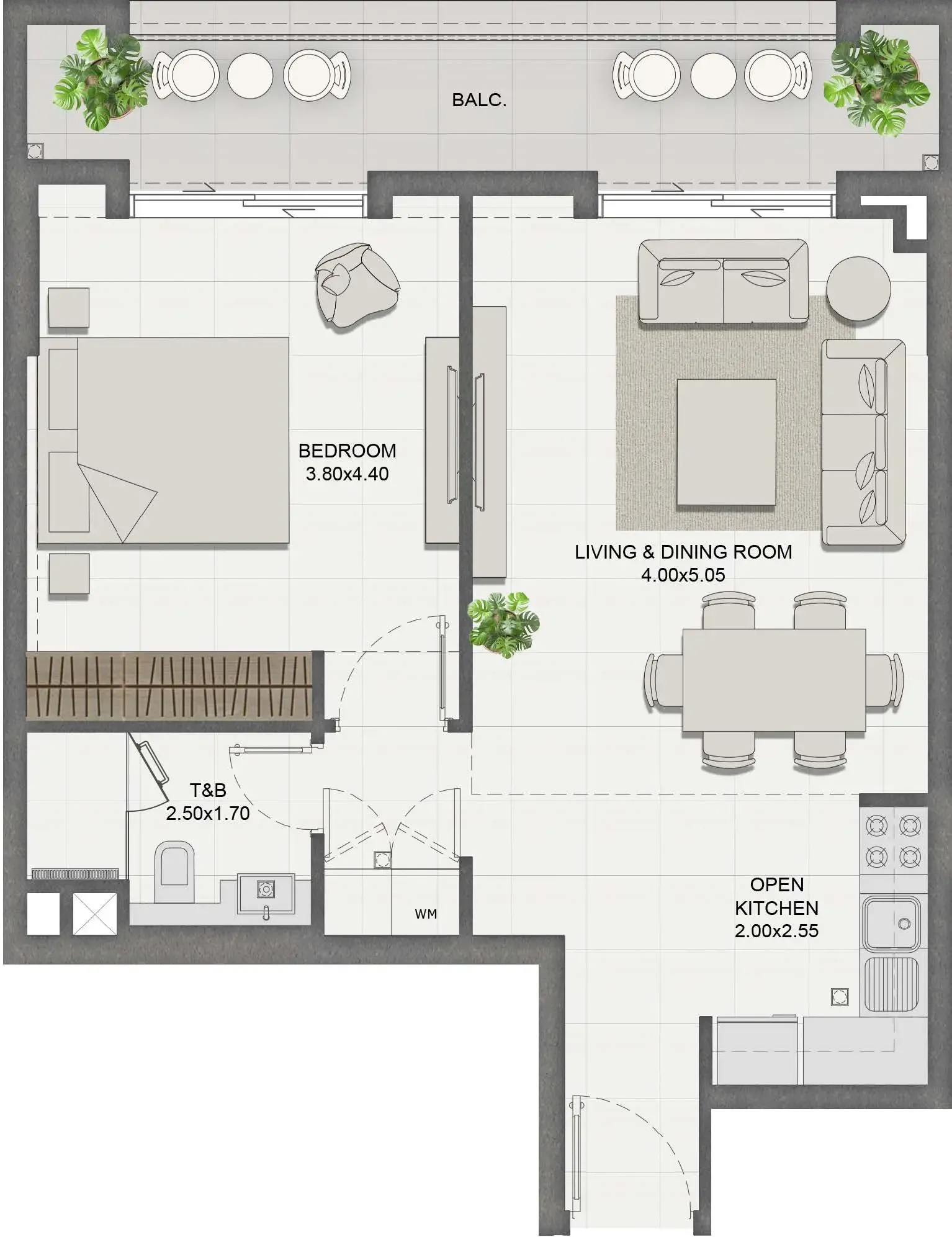 1 bedroom Apartments floor plan at Reeman Residence 01