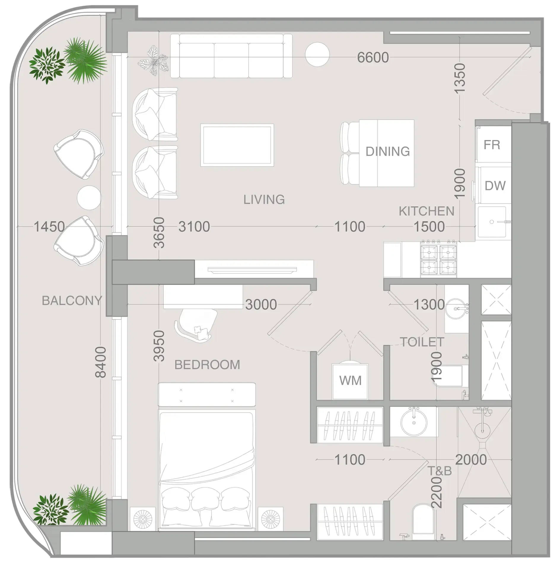 1 bedroom Apartments floor plan at ALTA V1EW