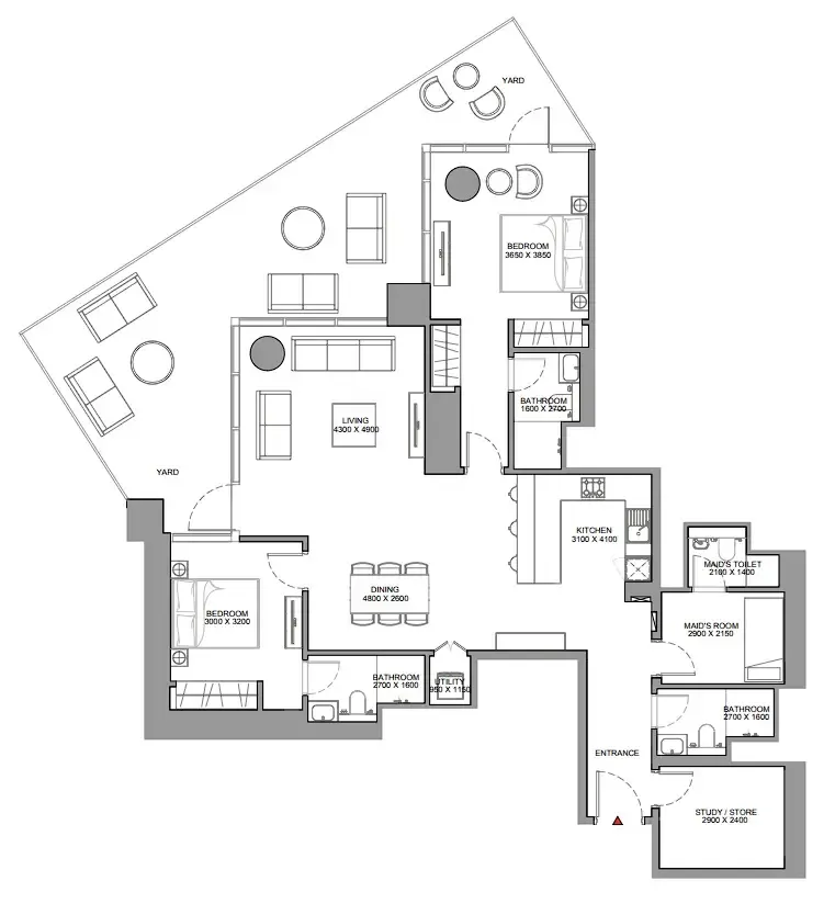 2 bedroom Apartments floor plan at Skyscape