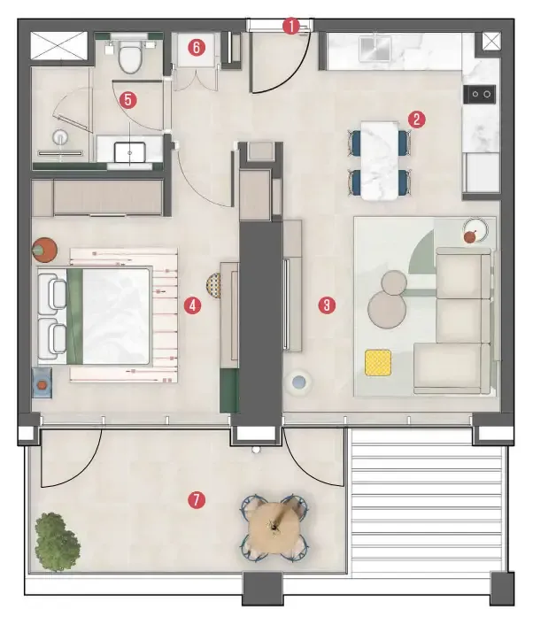 1 bedroom Apartments floor plan at Rove Home Meydan Horizon