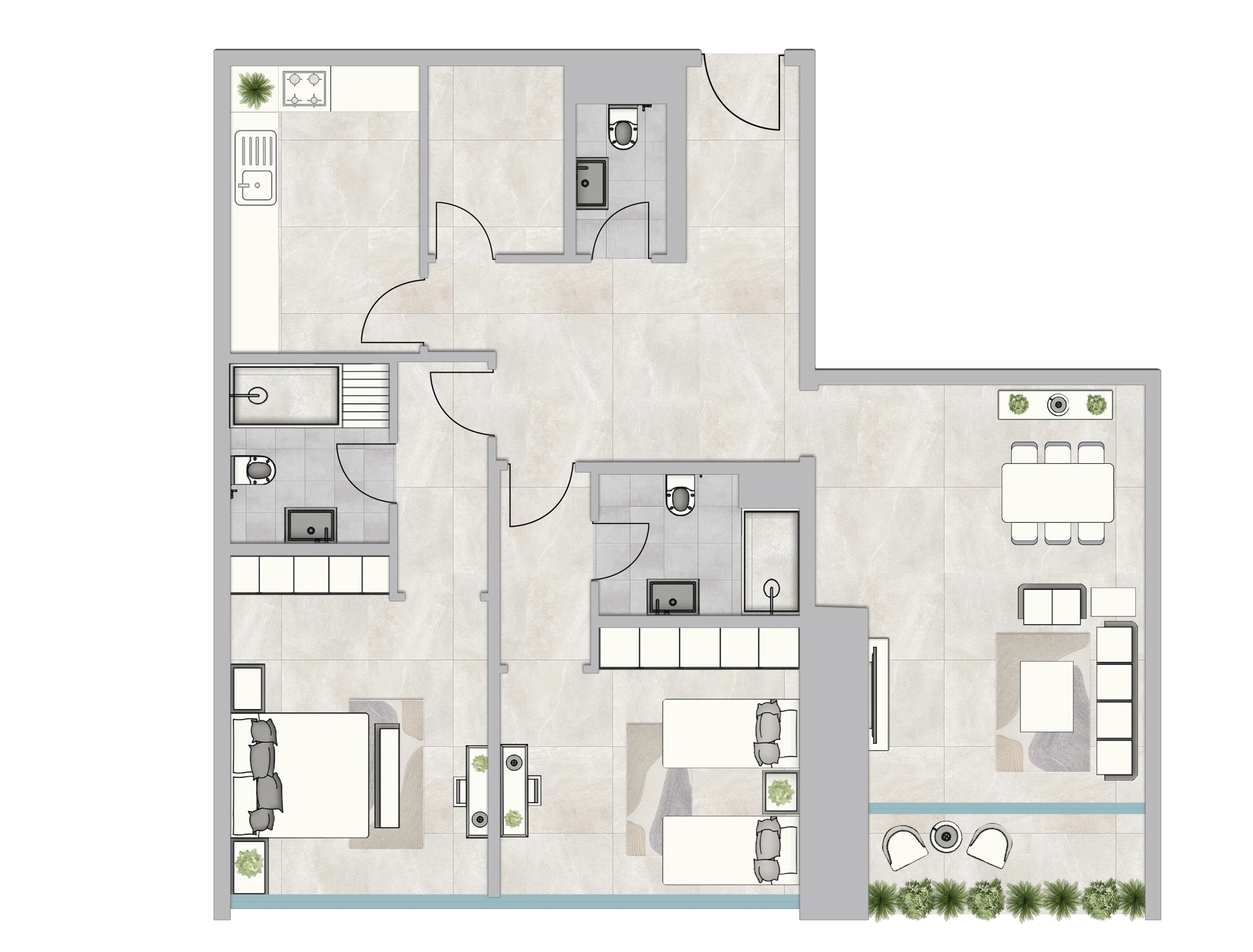 2 bedroom Apartments floor plan at Infinity Tower