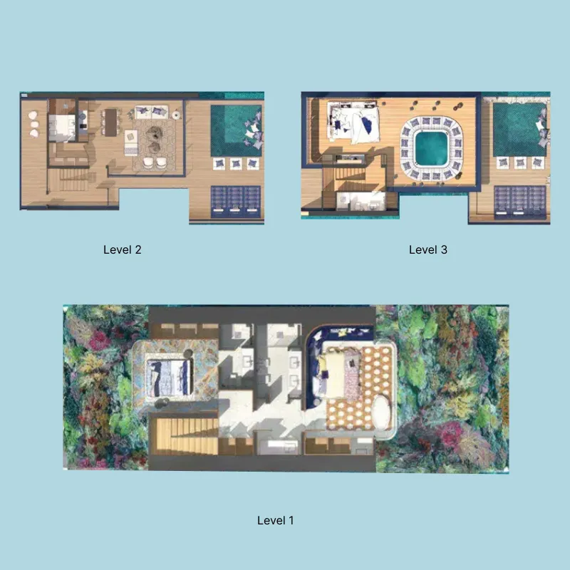 2 bedroom Villa floor plan at The Heart of Europe - Honeymoon Island and The Floating Seahorse