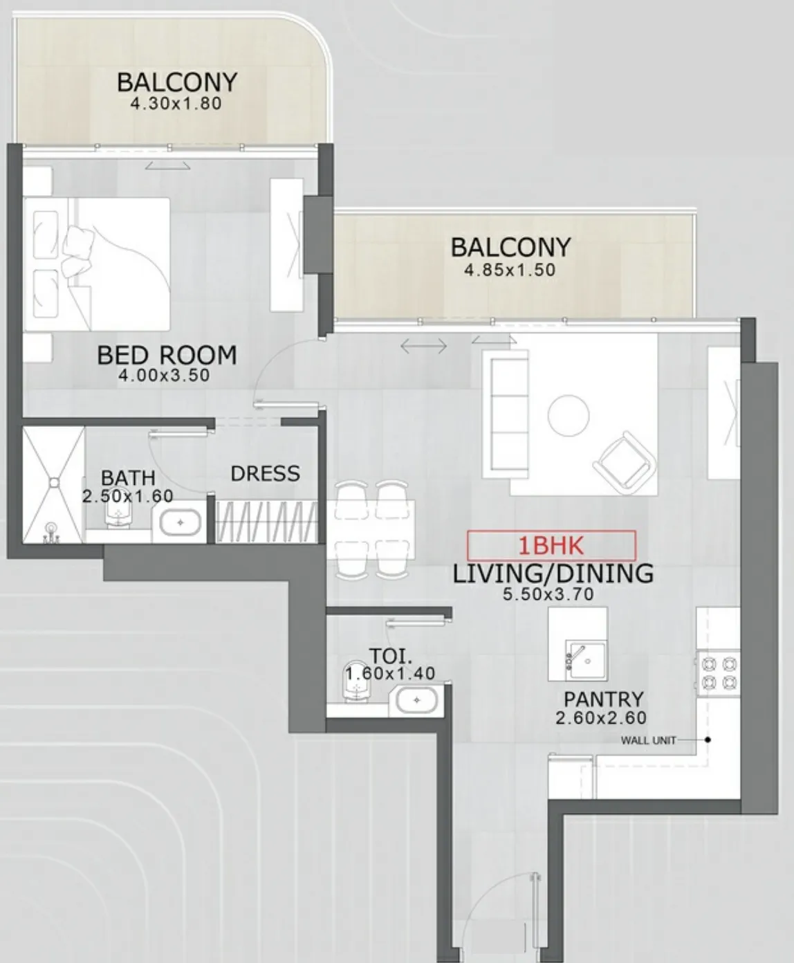 1 bedroom Apartments floor plan at Floarea Skies