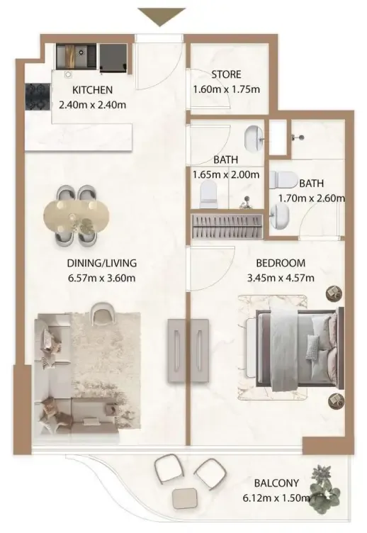 1 bedroom Apartments floor plan at Veda by AUM Development