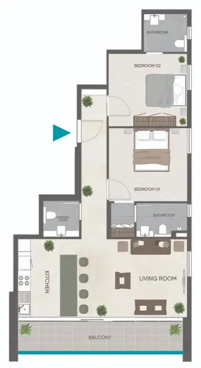 2 bedroom Apartments floor plan at Eden Golf Views 1