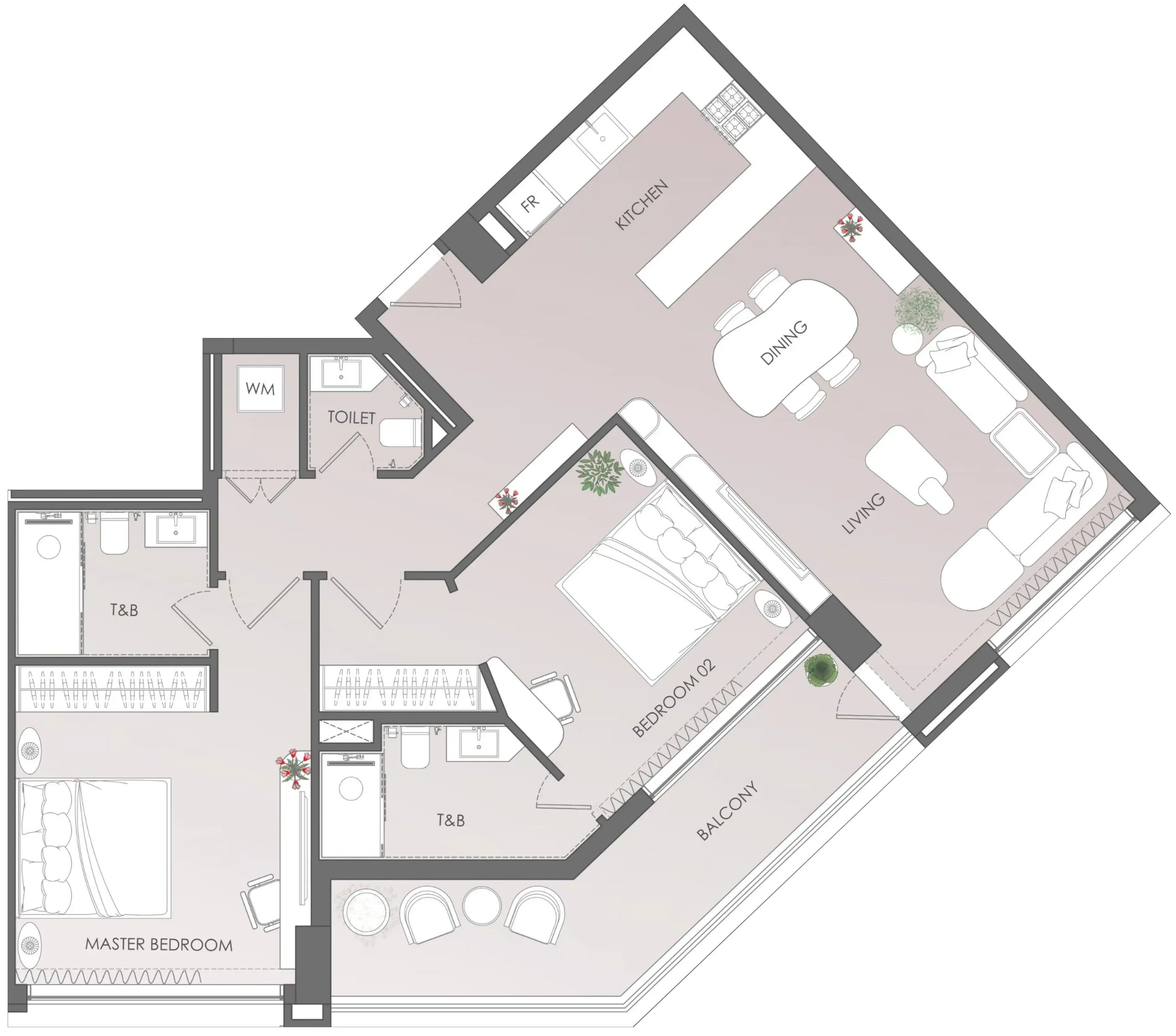 2 bedroom Apartments floor plan at Novara Residence