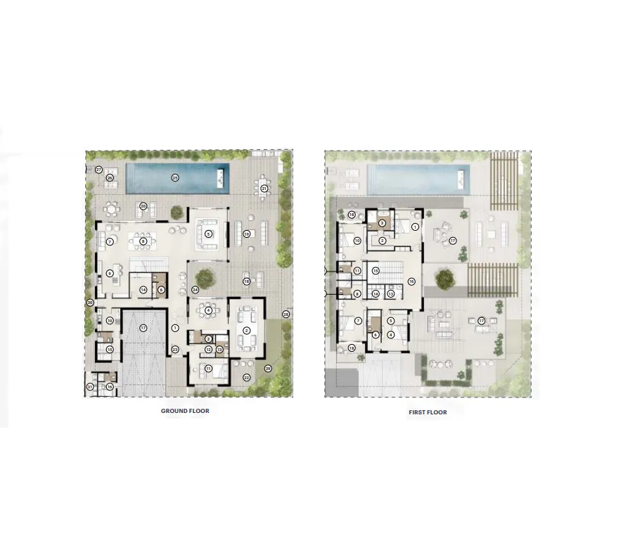 5 bedroom Villa floor plan at Al Naseem Villas by Modon Properties