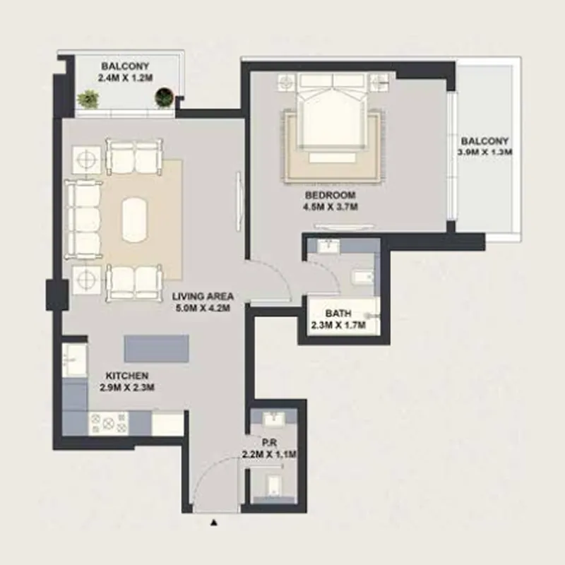 1 bedroom Apartments floor plan at Exotica by Al Marina