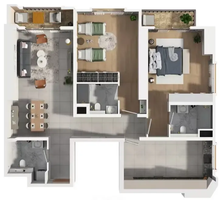 2 bedroom Apartments floor plan at Barajeel Towers