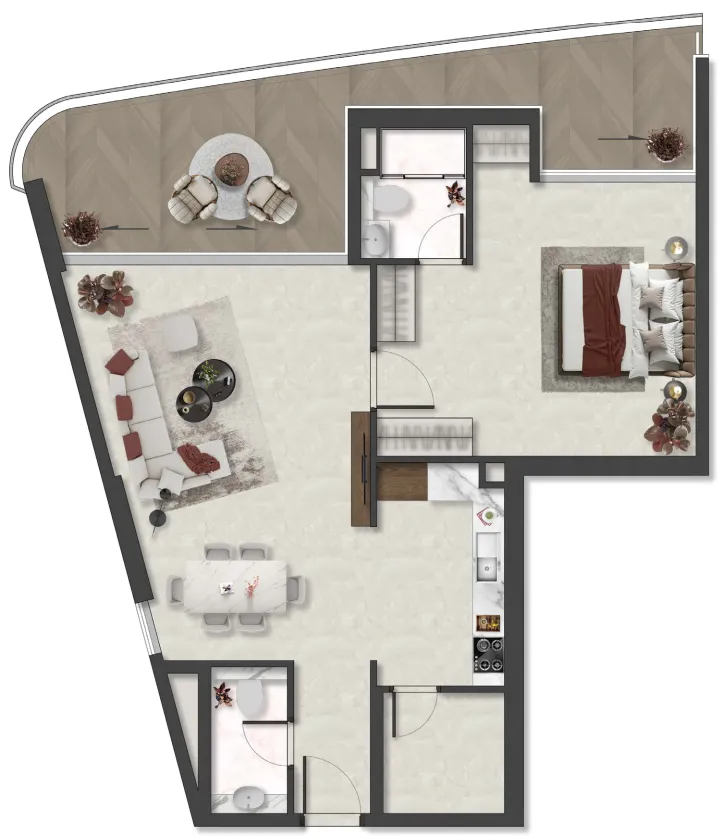 1 bedroom Apartments floor plan at Aquino