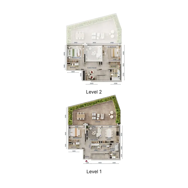 3 bedroom Duplex floor plan at Mirdad