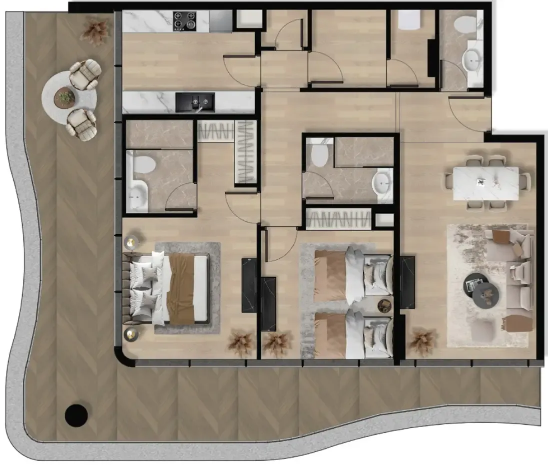 2 bedroom Apartments floor plan at Orvessa Residences