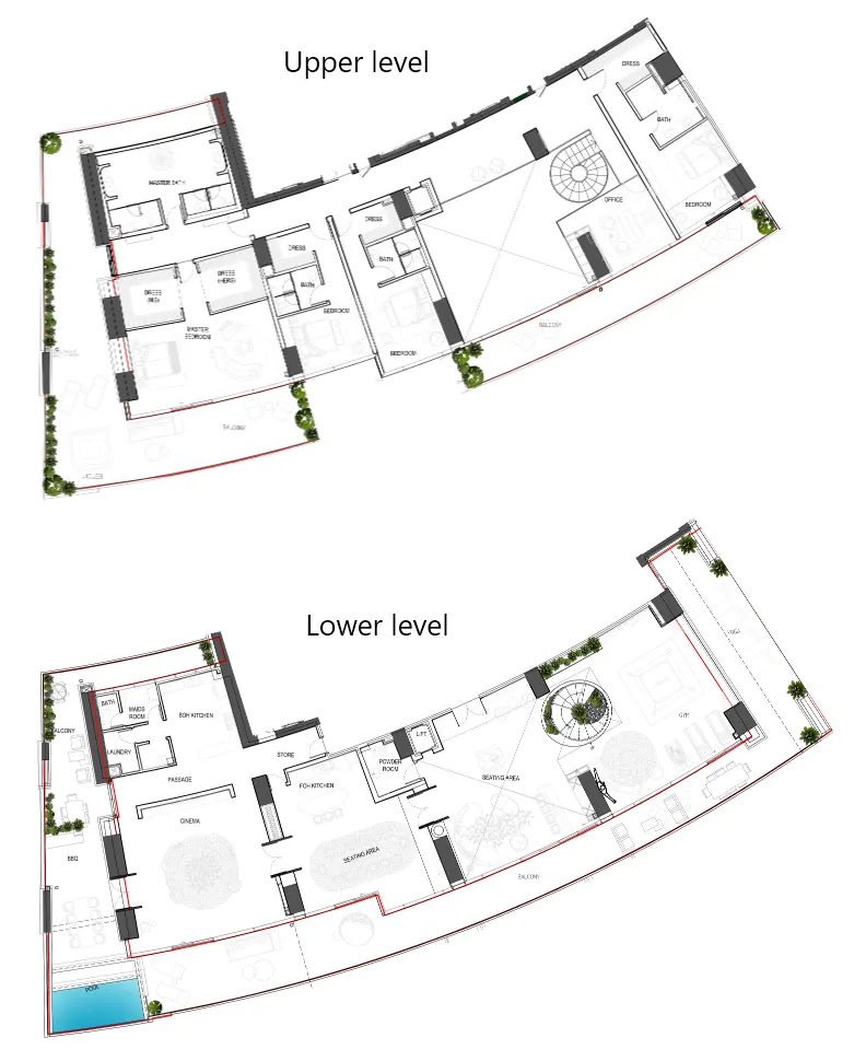 4 bedroom Penthouse floor plan at Cavalli Tower