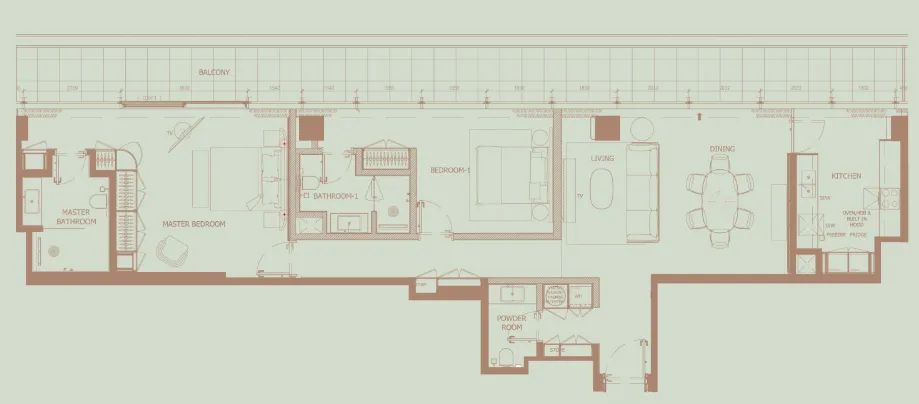 2 bedroom Apartments floor plan at Eden House The Park
