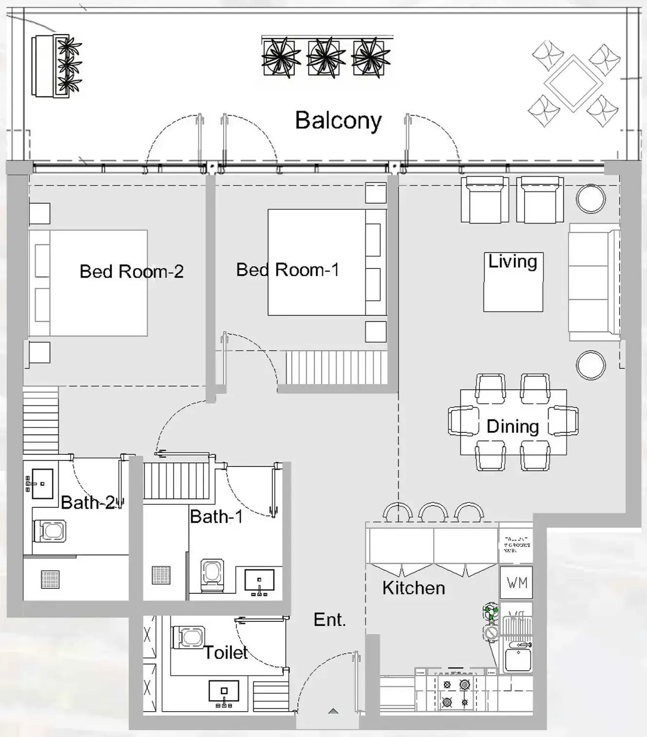 2 bedroom Apartments floor plan at 311 Boulevard