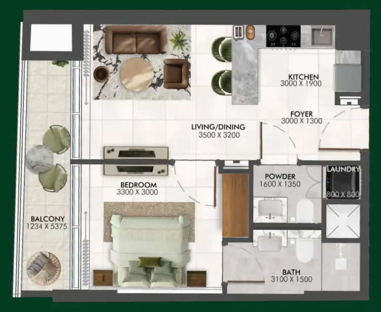 1 bedroom Apartments floor plan at Enchante