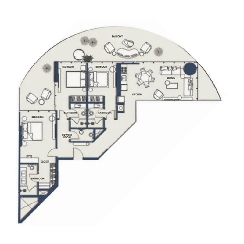 3 bedroom Apartments floor plan at Amra Residences