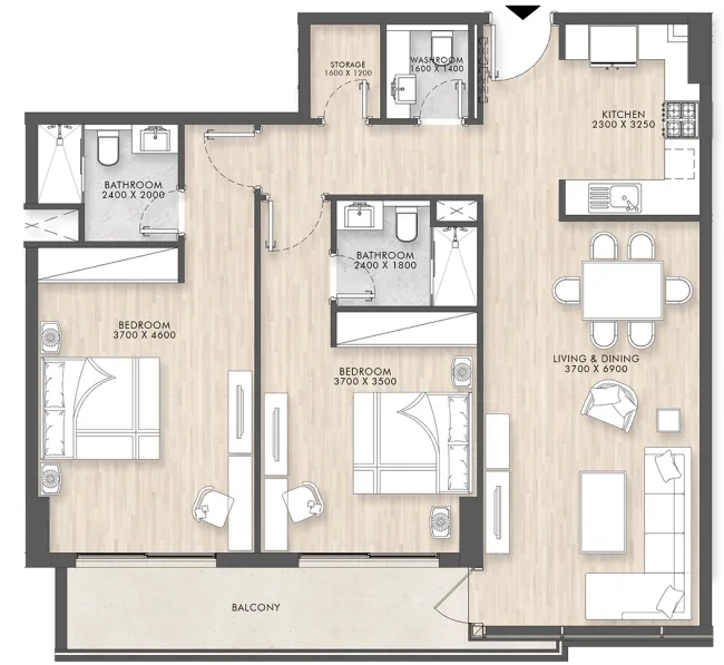 2 bedroom Apartments floor plan at Capital Horizon Terraces