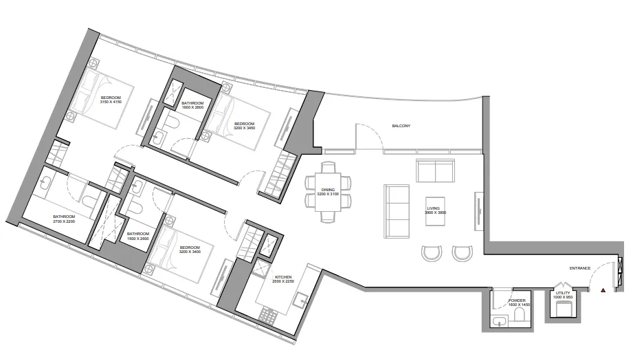 3 bedroom Apartments floor plan at Skyvue Stellar