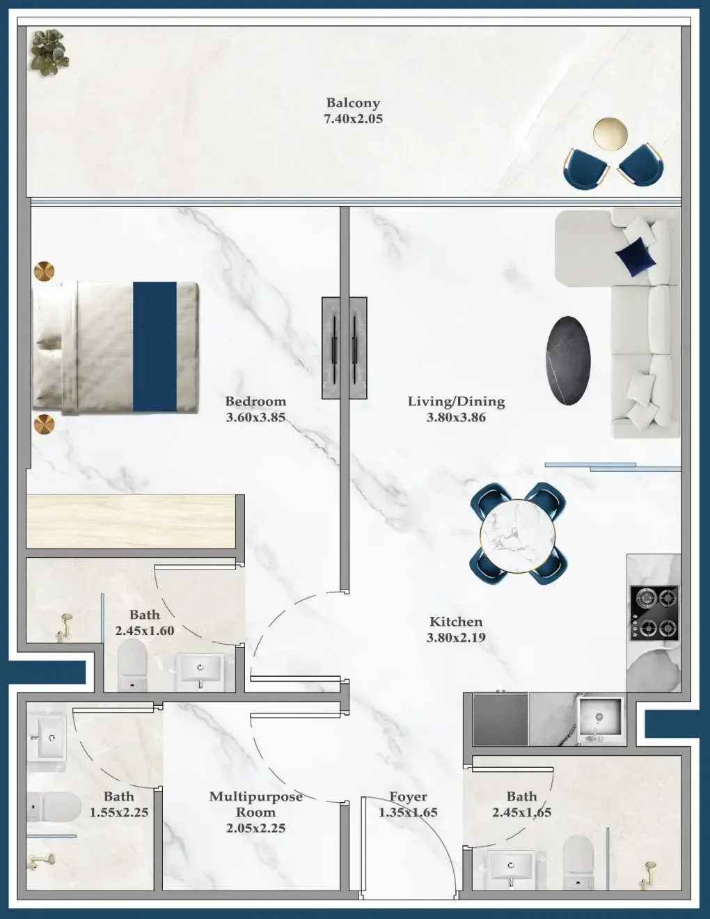 1 bedroom Apartments floor plan at Serenz