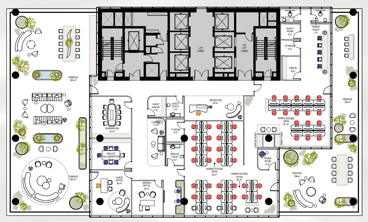  bedroom Office floor plan at Enara