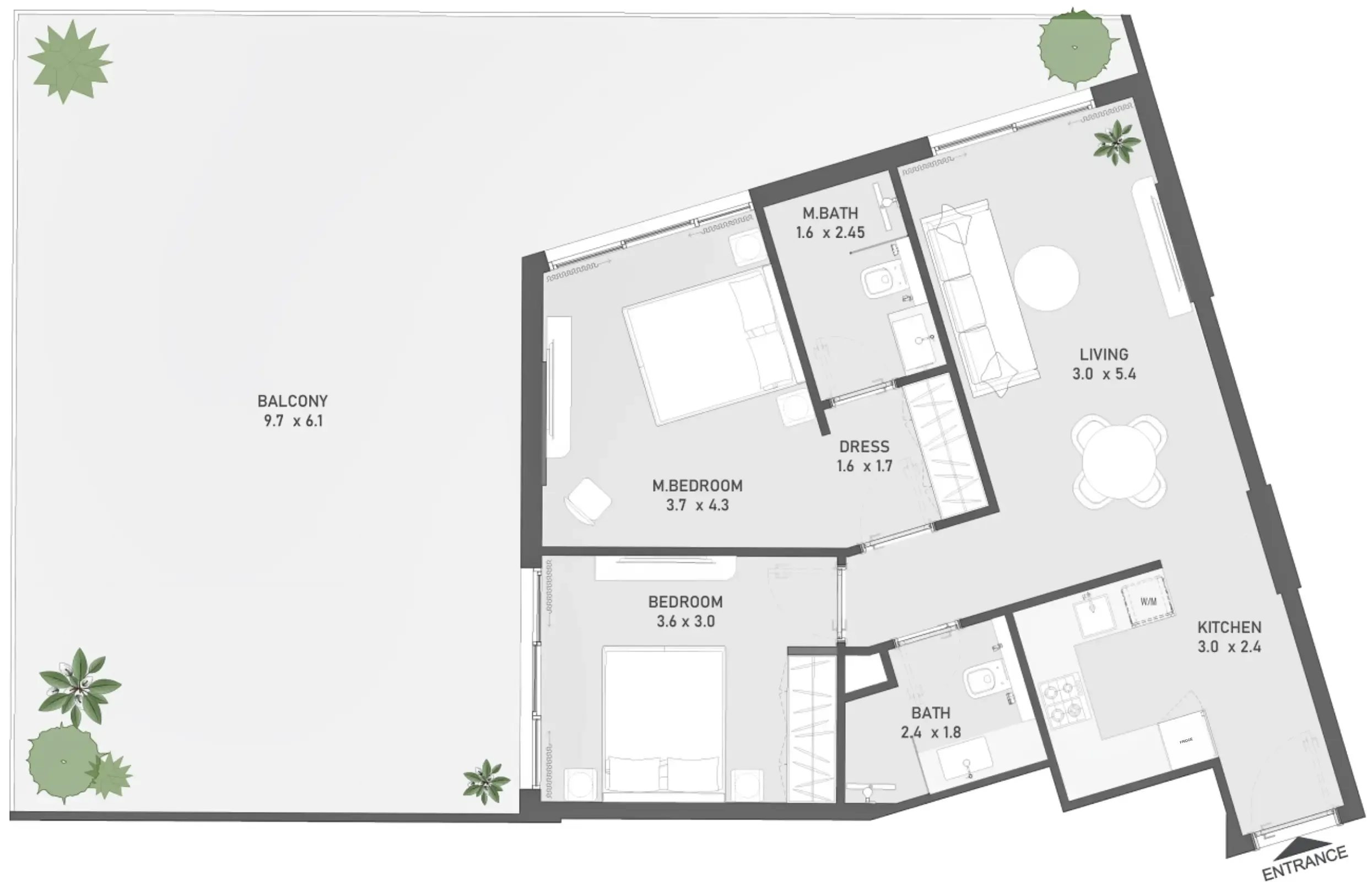2 bedroom Apartments floor plan at Ayami Residence