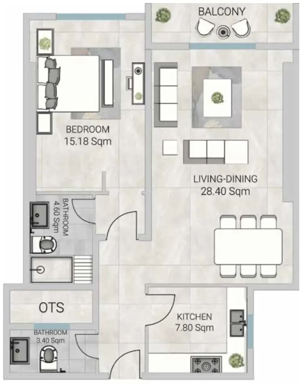1 bedroom Apartments floor plan at Al Ameera Village 5