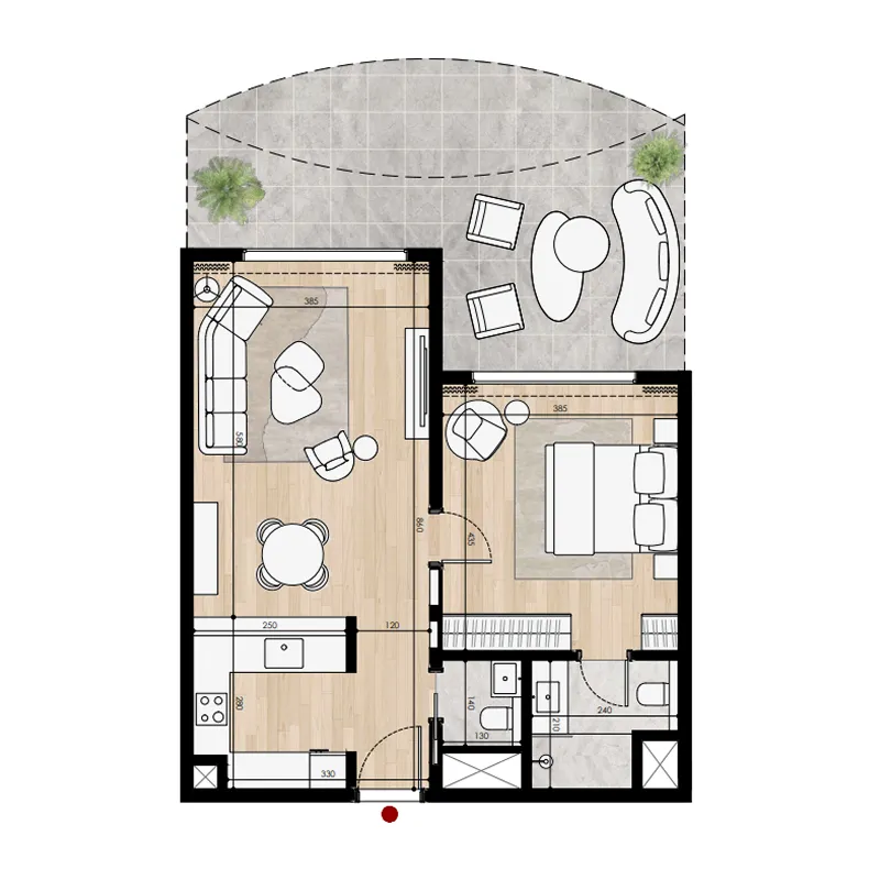1 bedroom Apartments floor plan at Miraggio