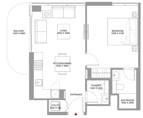 1 bedroom Apartments floor plan at Pristine Beach Residences