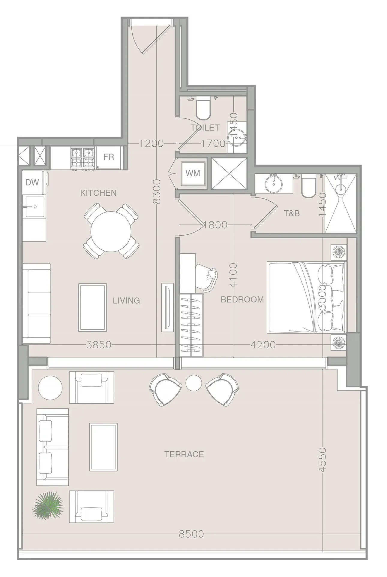 1 bedroom Apartments floor plan at ELAR1S Axis
