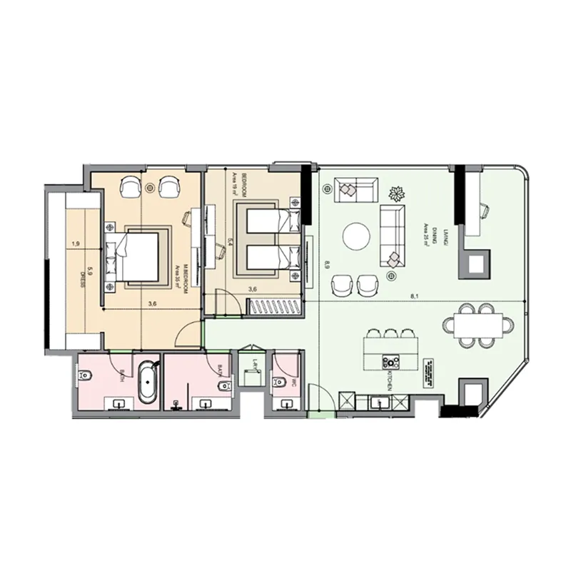 2 bedroom Apartments floor plan at Edgewater Residences 1, 2 and 3