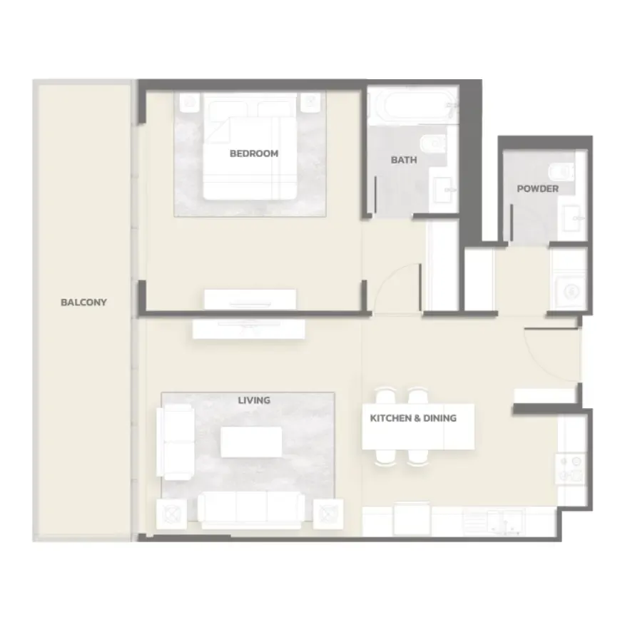 1 bedroom Apartments floor plan at Tonino Lamborghini Residences