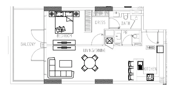 1 bedroom Apartments floor plan at Damac Riverside Views