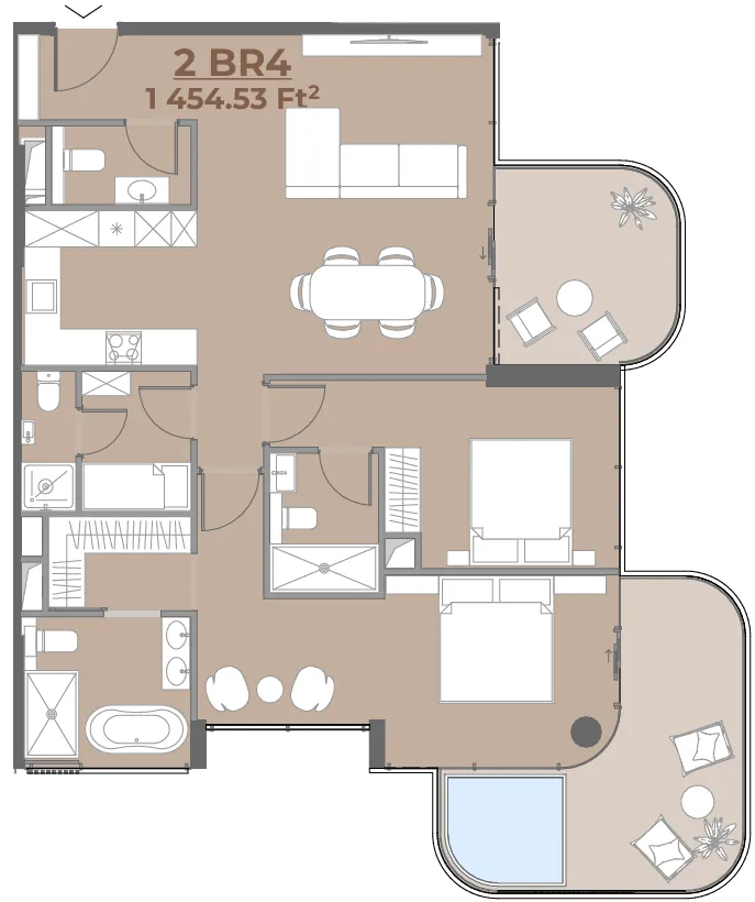 2.5 bedroom Penthouse floor plan at House of WELL