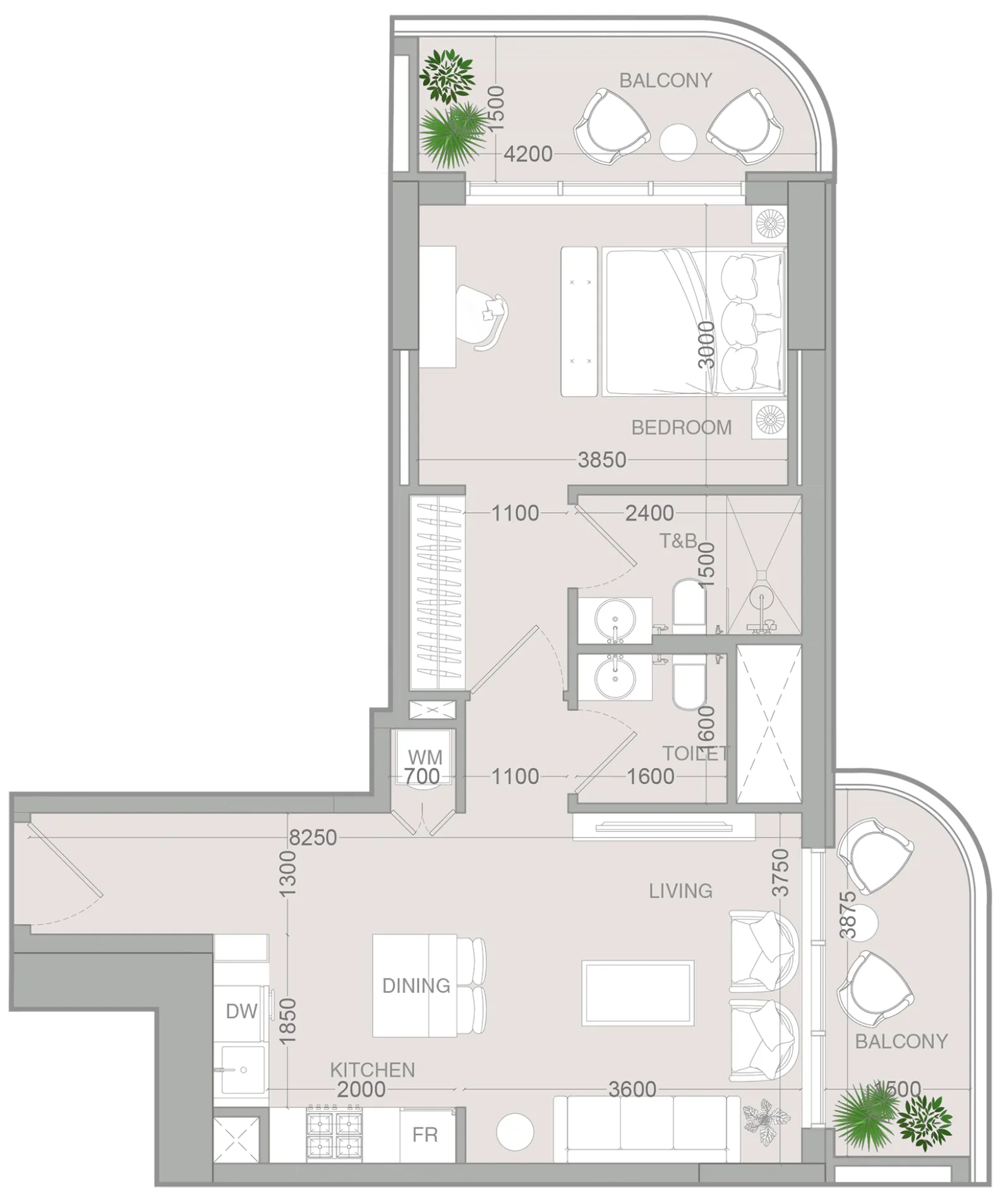1 bedroom Apartments floor plan at ALTA V1EW