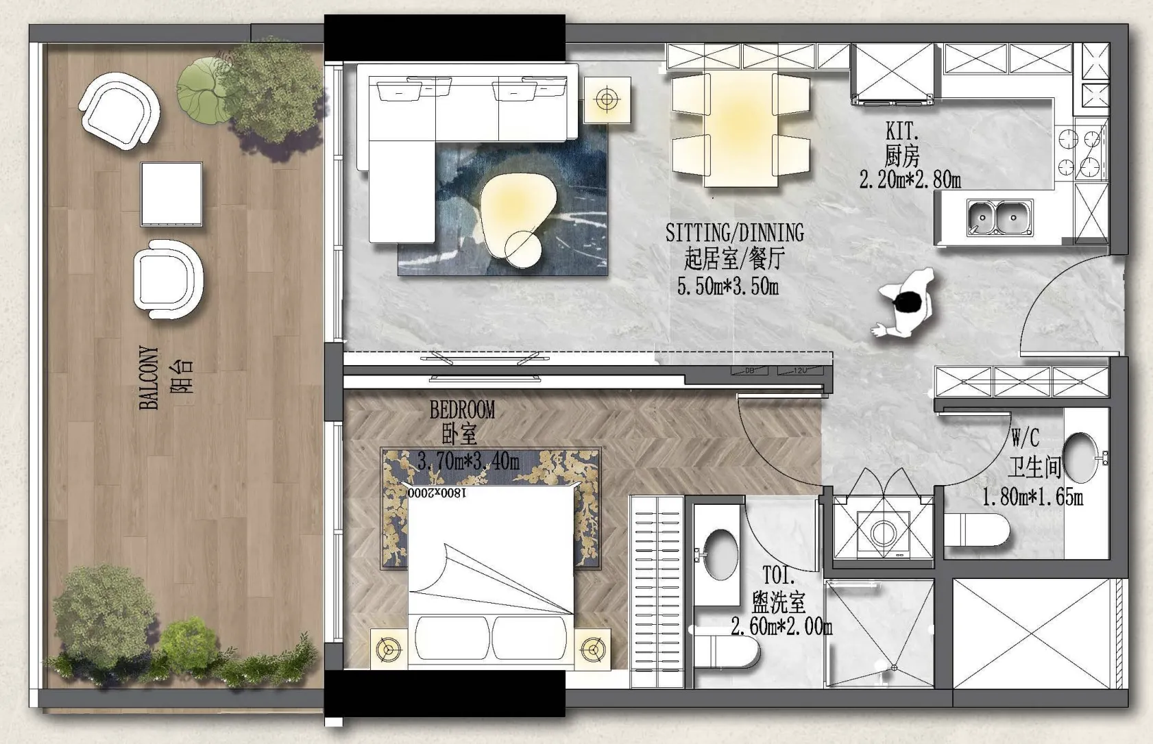 1 bedroom Apartments floor plan at Forest City 2