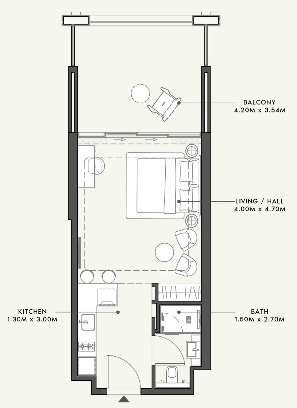 0 bedroom Apartments floor plan at Riviera 58