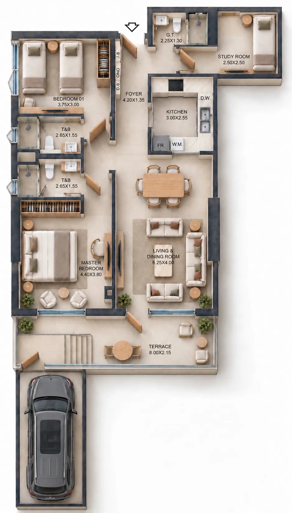 2.5 bedroom Apartments floor plan at Reeman Residence 02