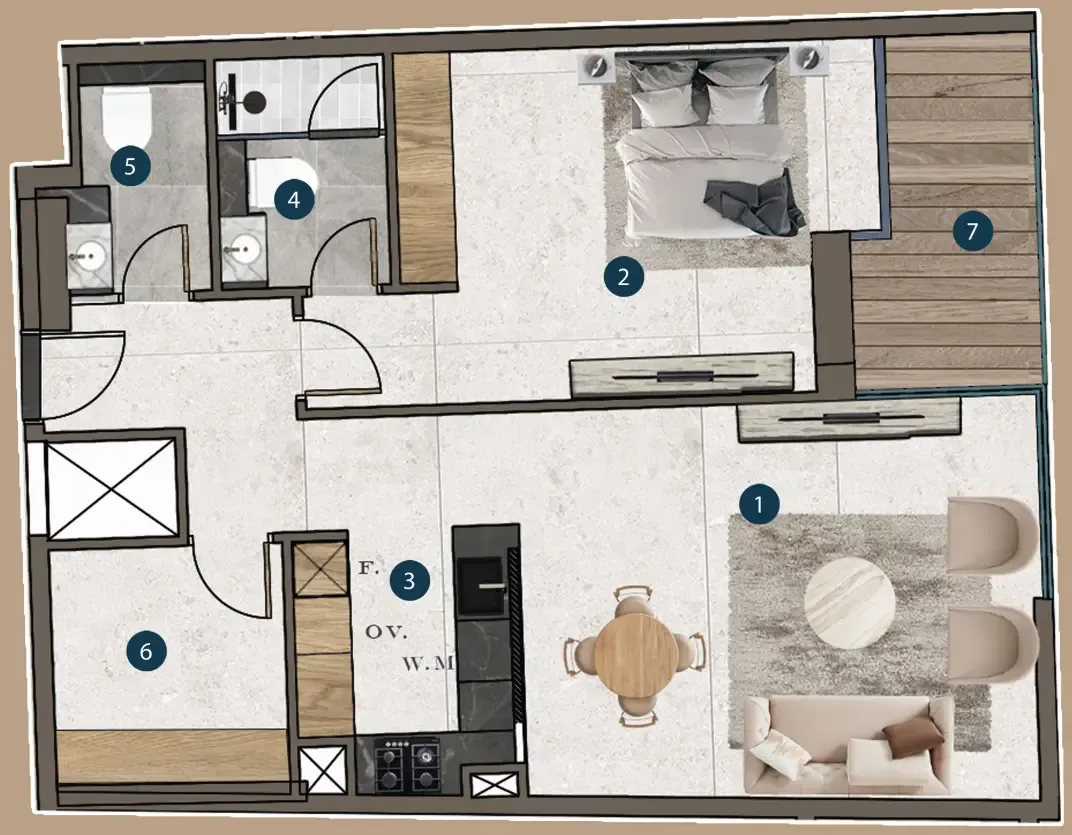 1 bedroom Apartments floor plan at Mi Casa
