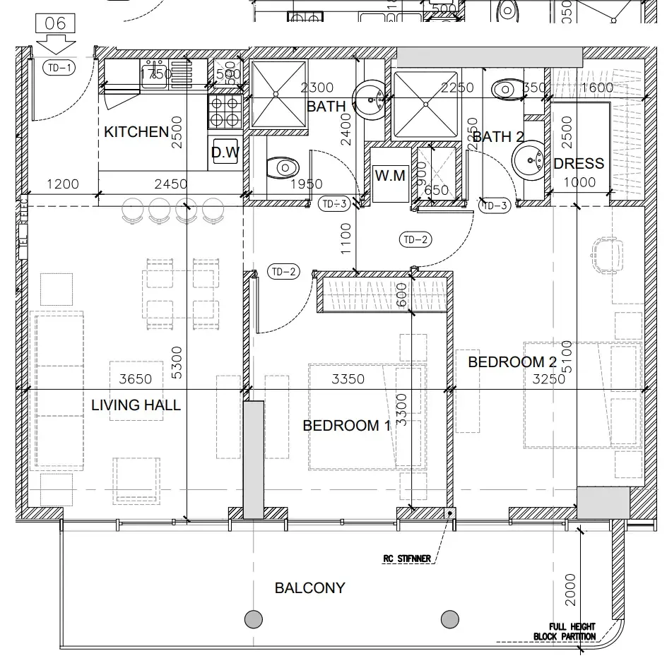 2 bedroom Apartments floor plan at Oak Yard