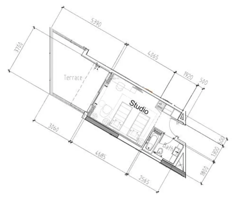 0 bedroom Apartments floor plan at Damac Hills 2 - Hotel Edge by Rotana
