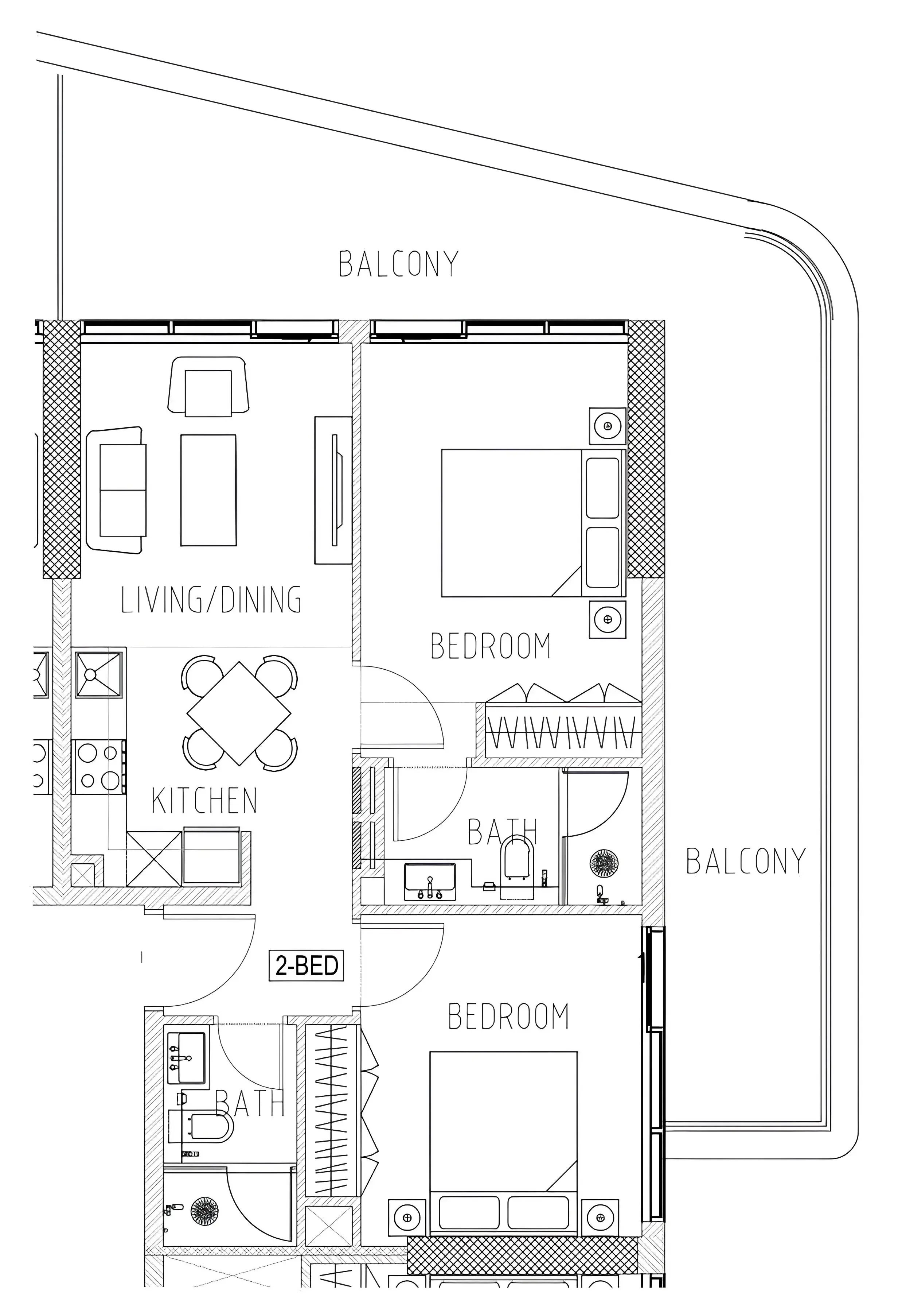 2 bedroom Apartments floor plan at Elo 2 and 3 Damac