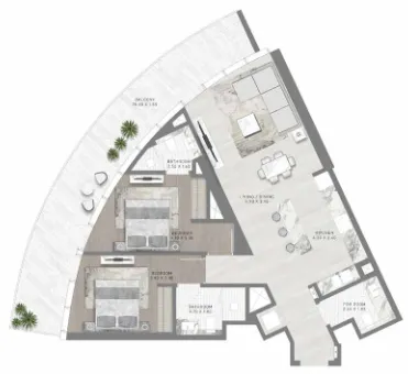 2 bedroom Apartments floor plan at Altitude de Grisogono