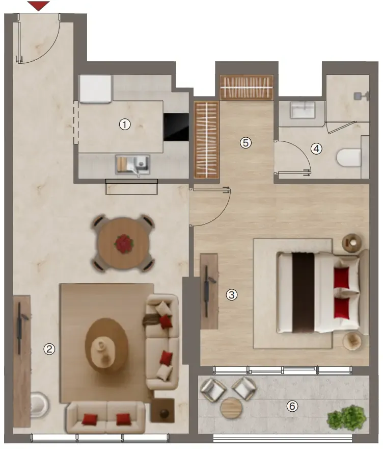 1 bedroom Apartments floor plan at Ramada Residences by Wyndham