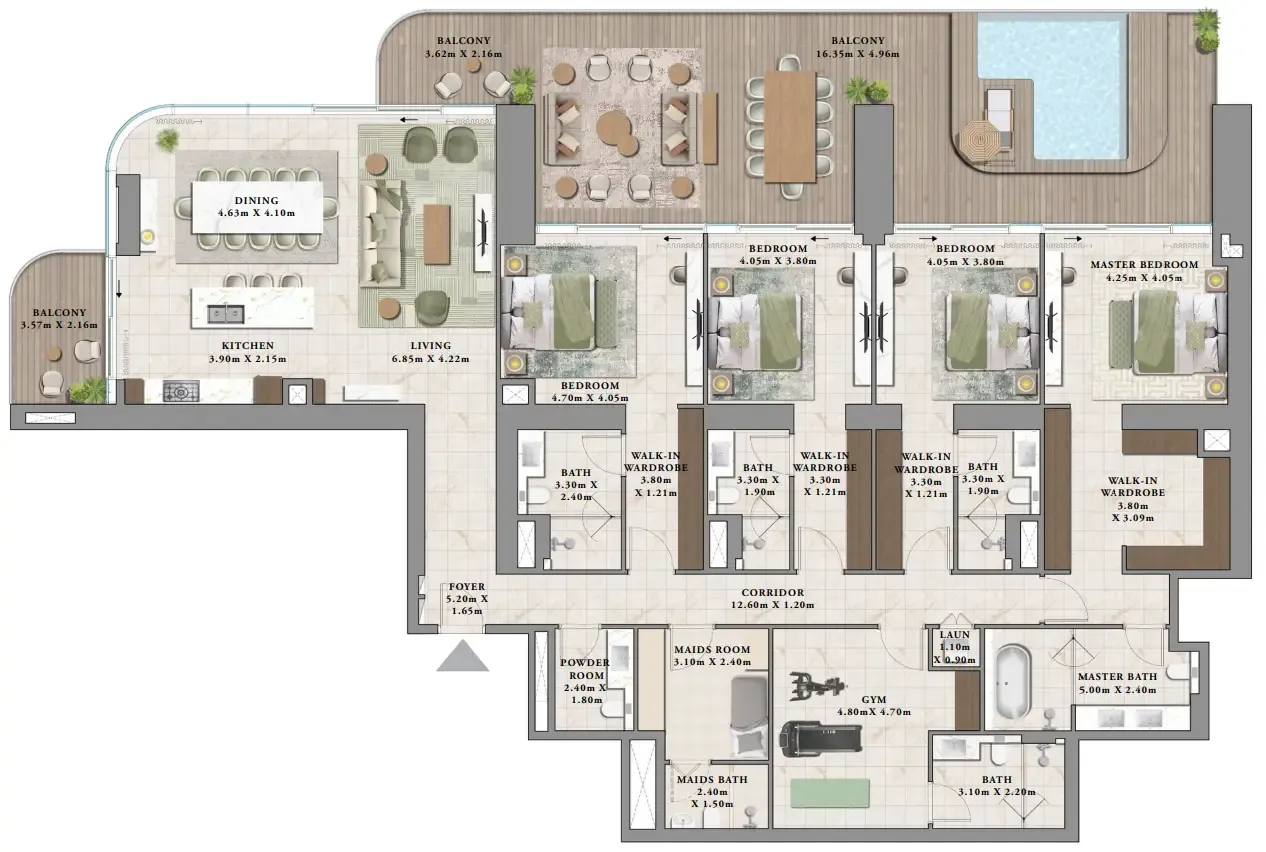 4 bedroom Apartments floor plan at Avarra by Palace