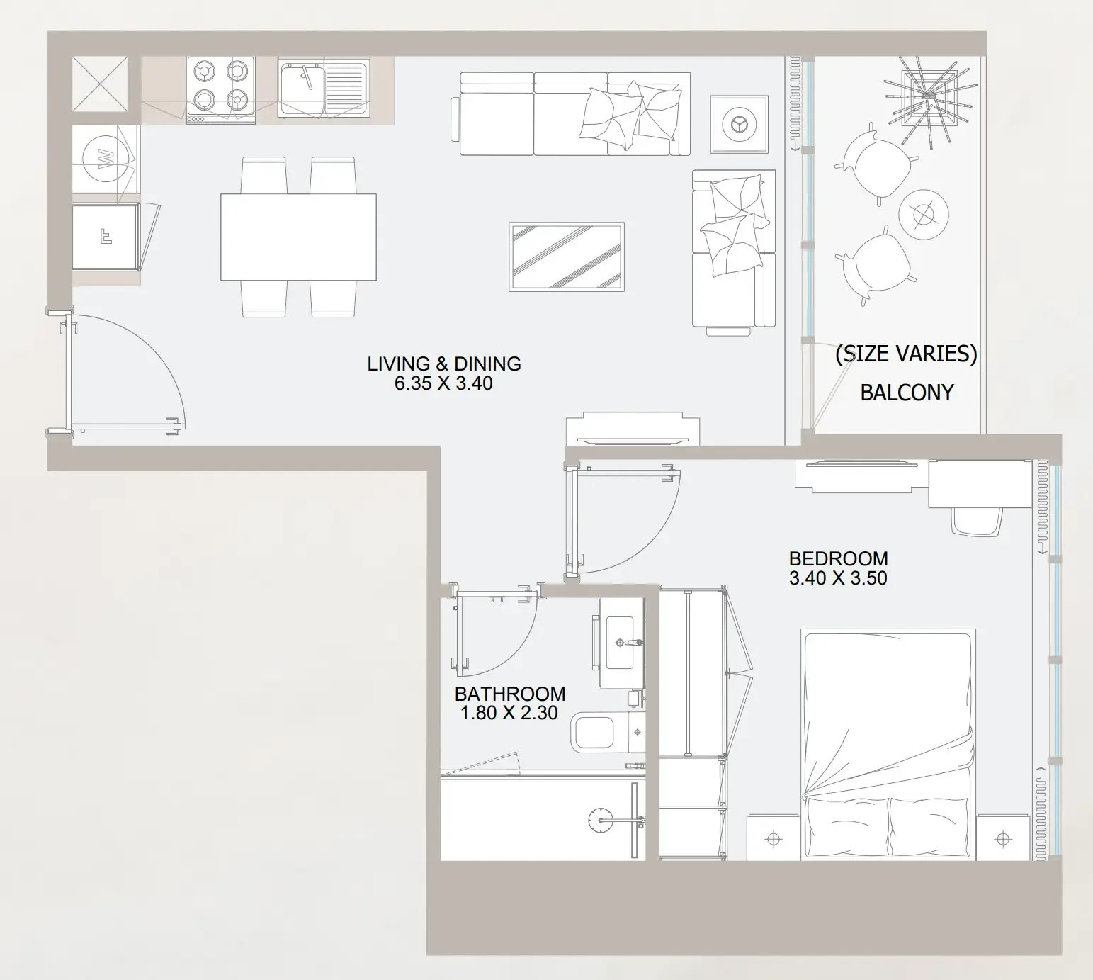 1 bedroom Apartments floor plan at Vista 3