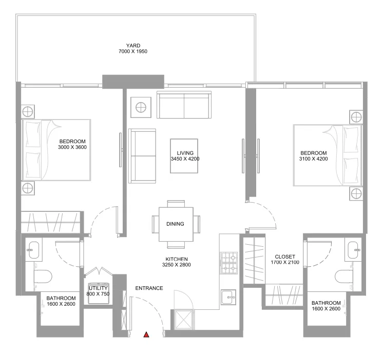 2 bedroom Apartments floor plan at Coastline Beach Residences