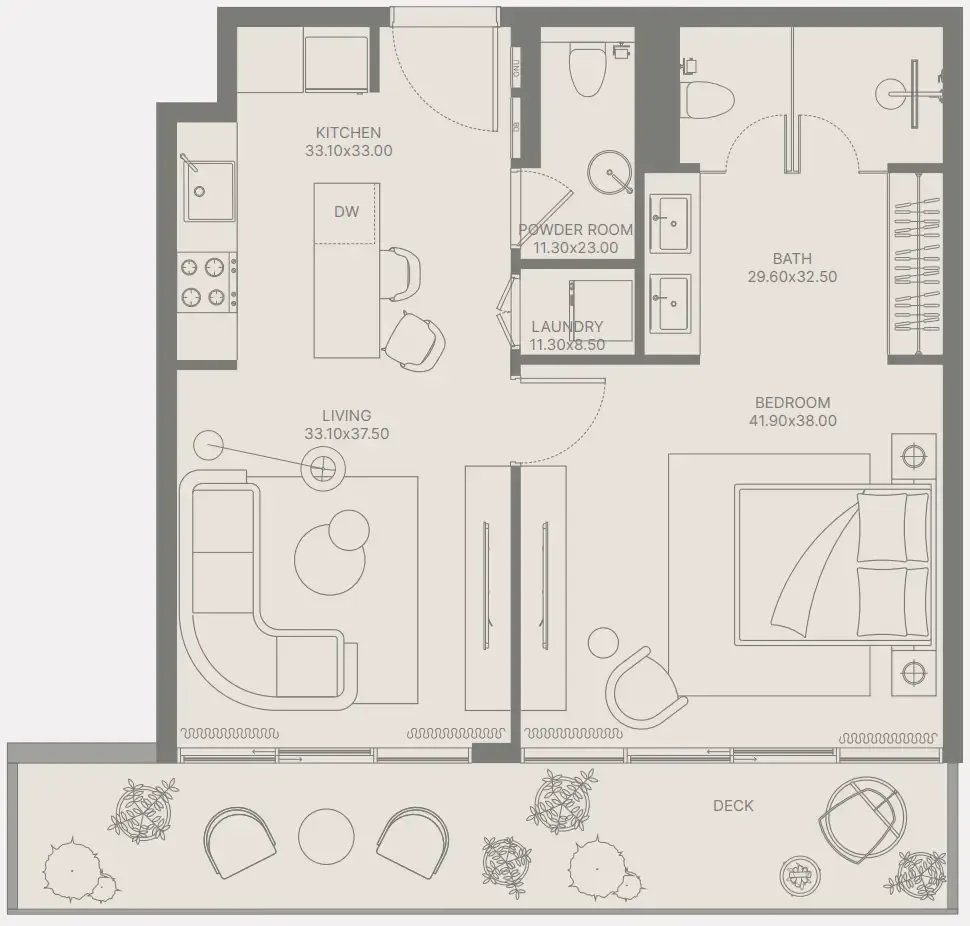 1 bedroom Apartments floor plan at Bond Enclave