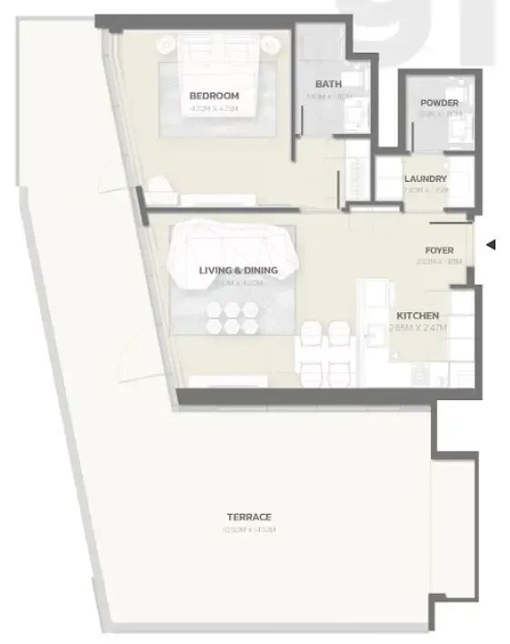1 bedroom Apartments floor plan at Tonino Lamborghini Residences