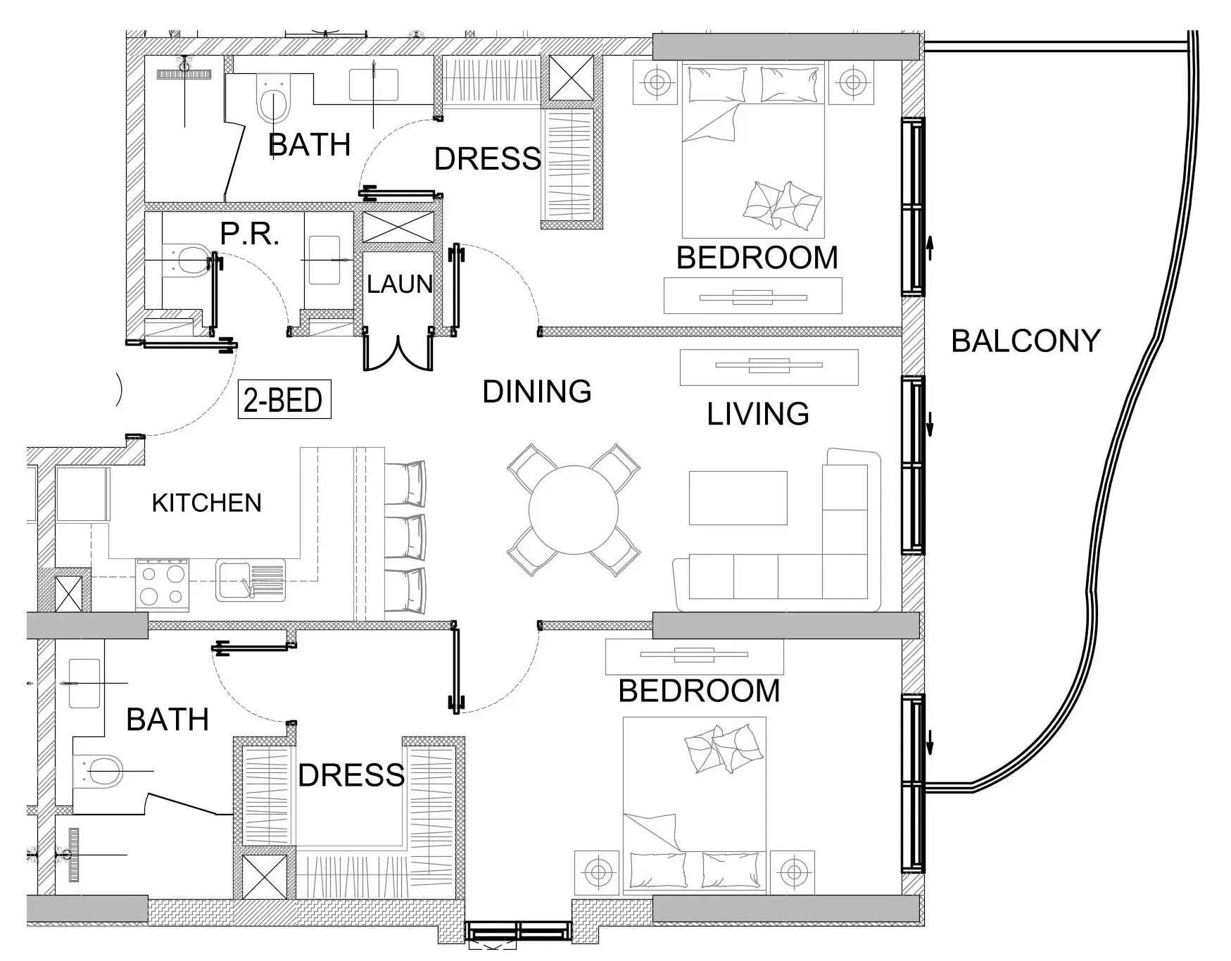 2 bedroom Apartments floor plan at Valencia